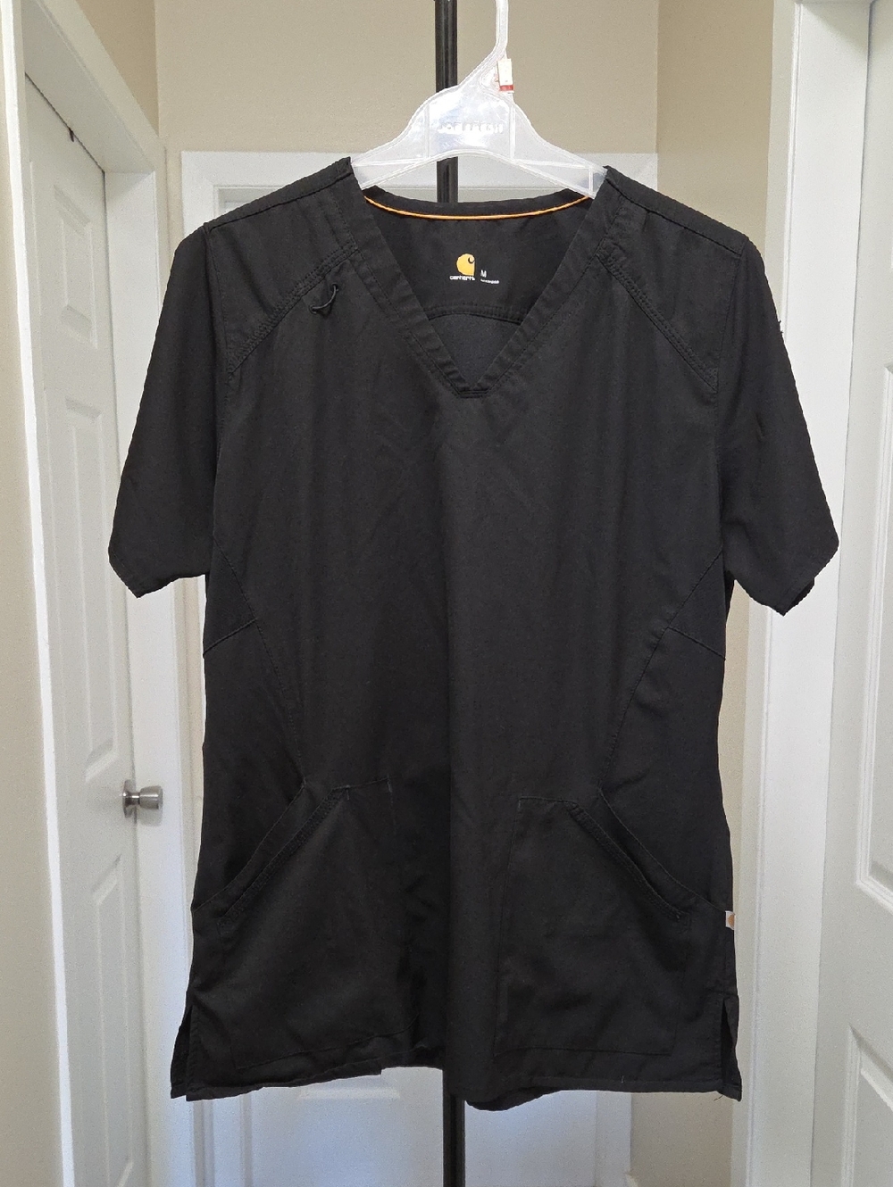Carhartt Black V-Neck Utility Scrub Top | Workwear Core Medical Uniform Pocket - Picture 2 of 10